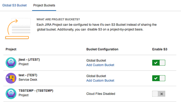 Settings & Buckets Per Project.